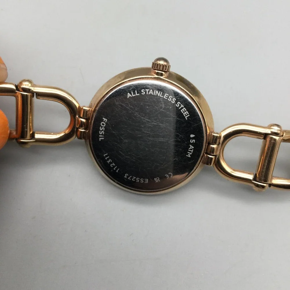 Fossil Virginia Watch Women 30mm ES-5273 Rose Gold Tone New Battery 7" - Picture 8 of 11